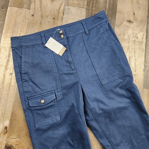 J Jill Womens size 10 Everyday Blue Utility Tapered Leg Cargo Pants - Picture 3 of 10